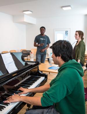 A student in Vienna, Austria practicing the piano.