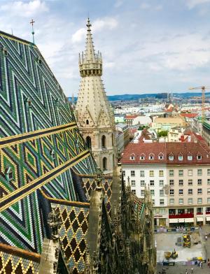 aerial view of St. Stephen's Cathedral's rooftop