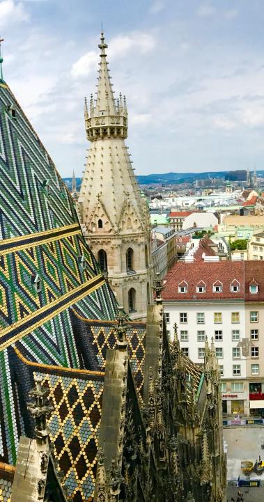 aerial view of St. Stephen's Cathedral's rooftop